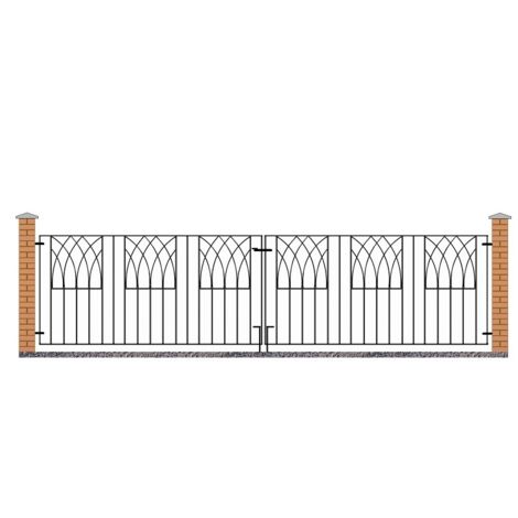 Abbey Modern Double Driveway Gate - Solid Steel - Fits Gap of 3530 mm x 812 mm High - Electro Galvanised/Black Powder Coated