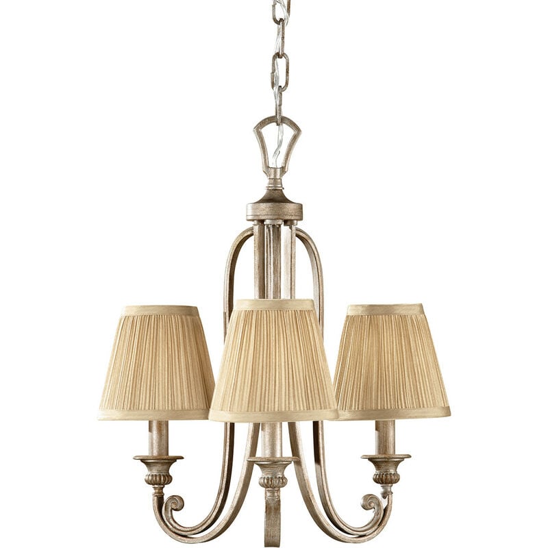 Abbey - Multi Arm Chandelier 3 Light Silver Sand Finish, E14 - Elstead