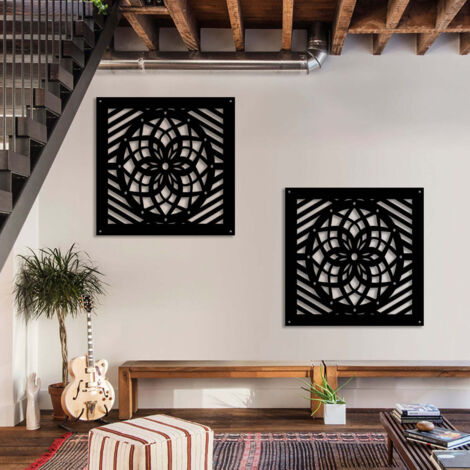 ABBEY ROSE - Pannello in PVC traforato - Parasole - Colore: nero - Misura: 98x98 cm