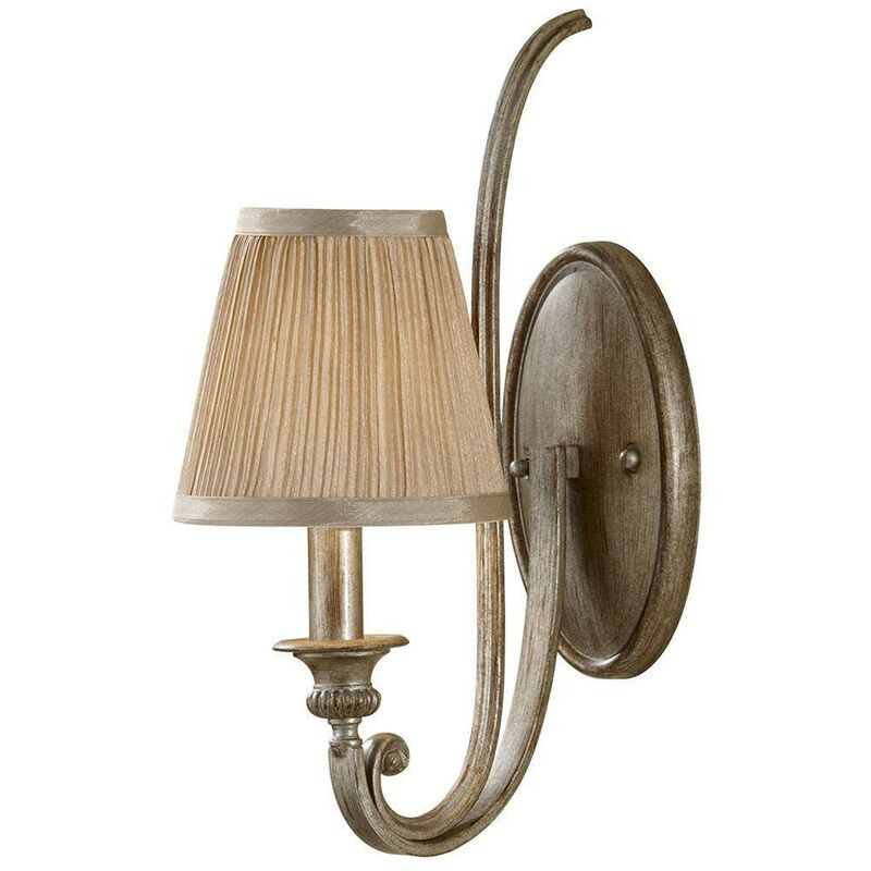 Elstead Lighting - Elstead Abbey - 1 Light Indoor Candle Wall Light Silver Sand with Shade, E14