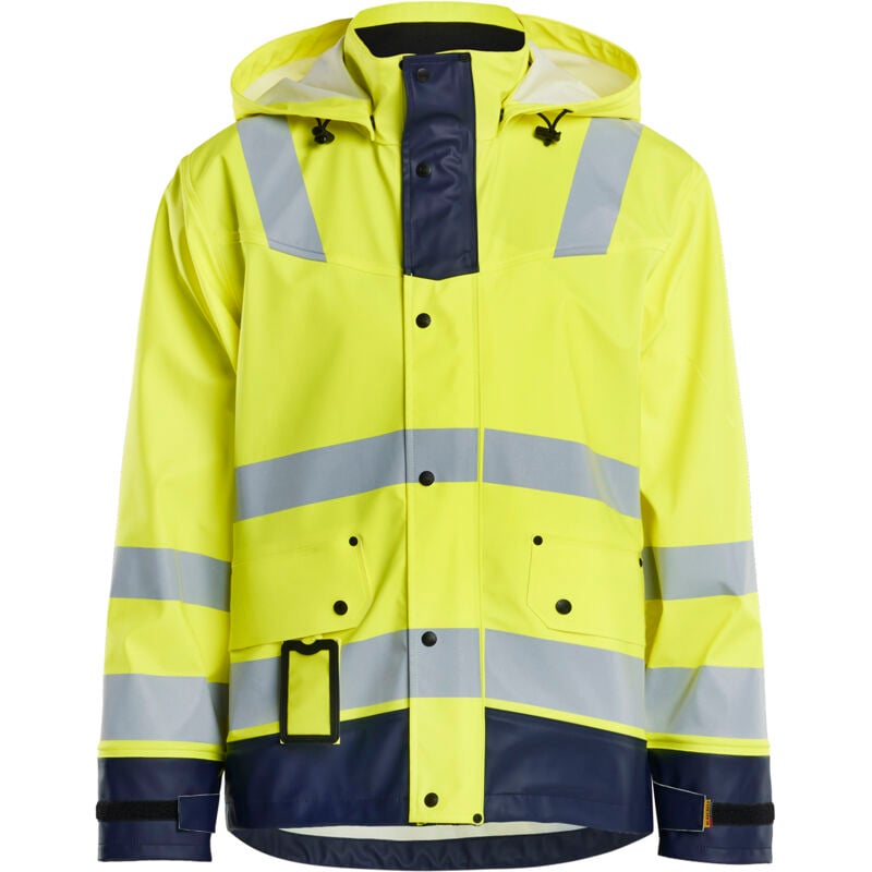 Giacca antipioggia ad alta visibilità livello 2 4302 - Giallo fluorescente/Marine XL