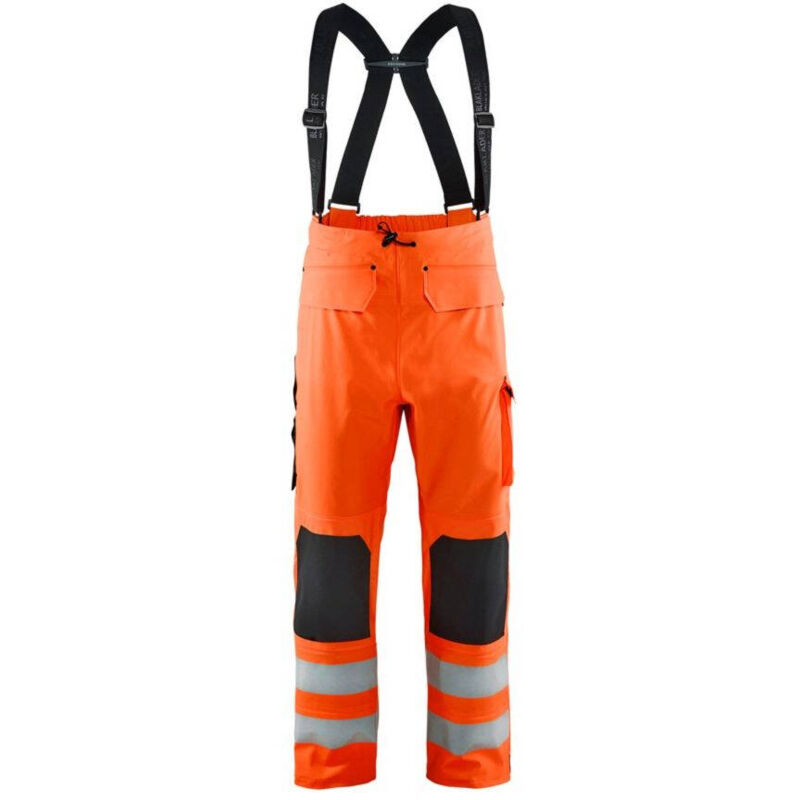 Image of Pantaloni antipioggia con bretelle ad alta visibilità Blaklader Arancione xxxl - Arancione