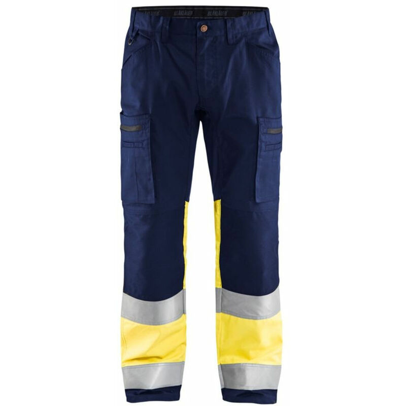 Image of Pantaloni da lavoro artigianali Blaklader stretch alta visibilità Marina / Giallo 58 - Marina / Giallo