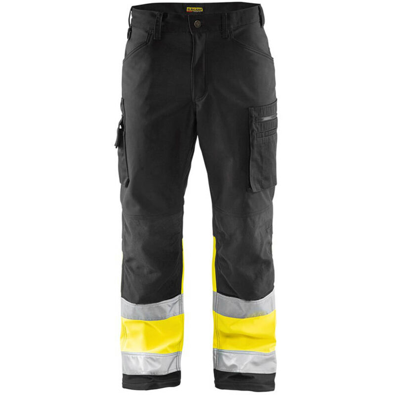 Image of Pantaloni da lavoro ad alta visibilità in softshell elasticizzato Classe 1 Blaklader Nero / Giallo 50 - Nero / Giallo