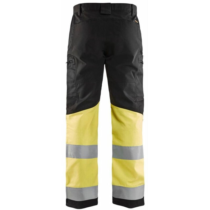 Image of Pantaloni da lavoro artigianali Blaklader stretch alta visibilità Nero / Giallo 38 - Nero / Giallo