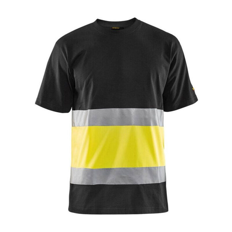 Image of T-shirt Blaklader girocollo alta visibilità Nero / Giallo 4XL - Nero / Giallo