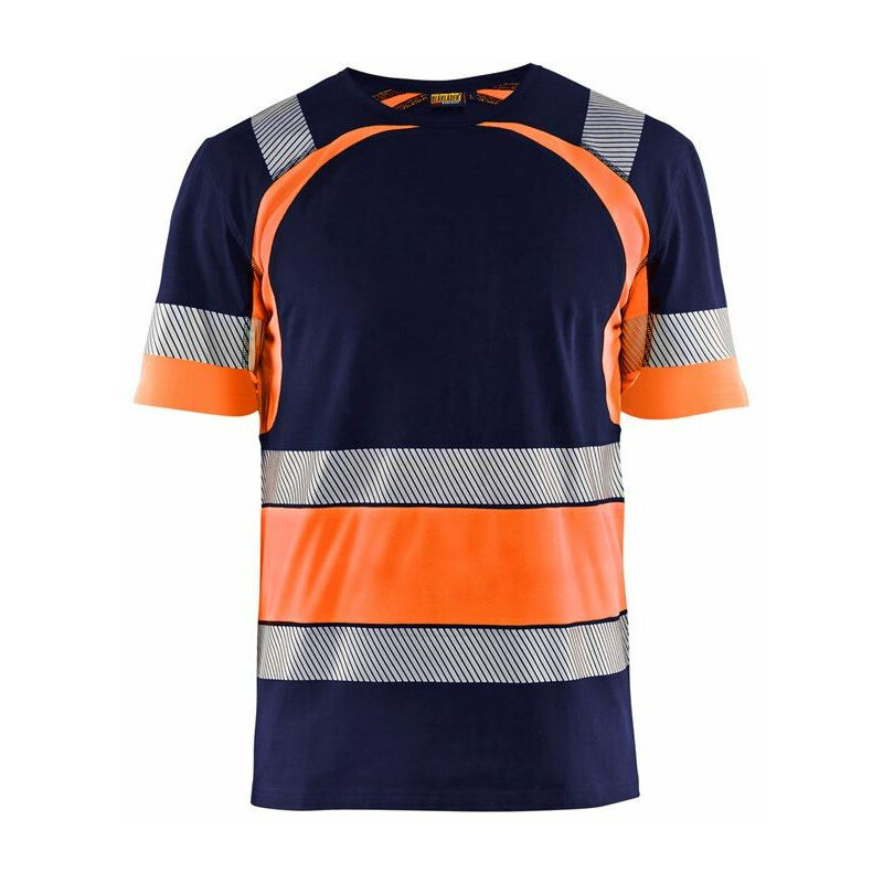 Image of Blaklader - T-shirt da lavoro 100% cotone ad alta visibilità Marina / Arancione m - Marina / Arancione
