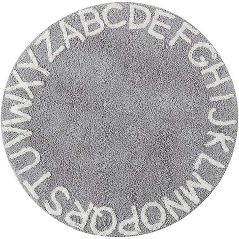 ABC Kids Rug Alphabet Tapis éducatifs pour les tout-petits - Tapis de jeu et de couchage pour bébé, tapis alphabet tissé à la main pour la décoration de la maison tipi tente (rond, 32 ", rose blanc) 24 pouces gris