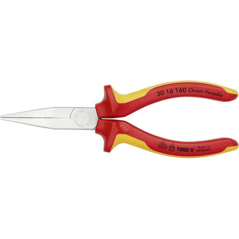Image of 30 16 160 vde Pinza a becchi lunghi Dritti 160 mm - Knipex