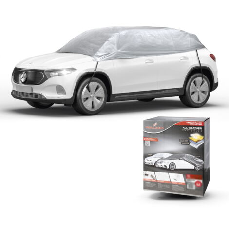 Abdeckplane Auto All Weather Basic, Autoplane Halbgarage Größe L, Autoabdeckung silber