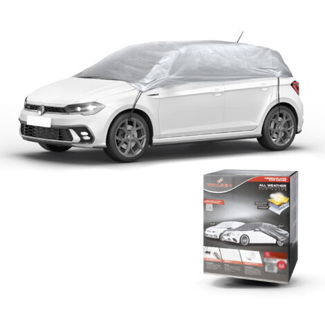 Abdeckplane Auto All Weather Basic, Autoplane Halbgarage Größe M, Autoabdeckung silber