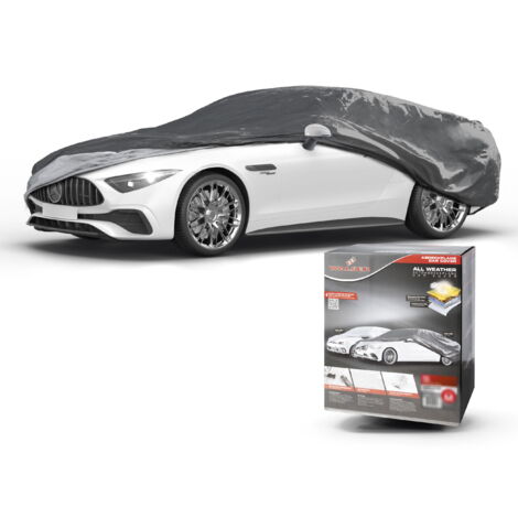 WALSER Abdeckplane Auto All Weather Basic, Autoplane Vollgarage Größe L, Autoabdeckung grau