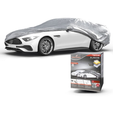 Abdeckplane Auto All Weather Basic, Autoplane Vollgarage Größe L, Autoabdeckung silber