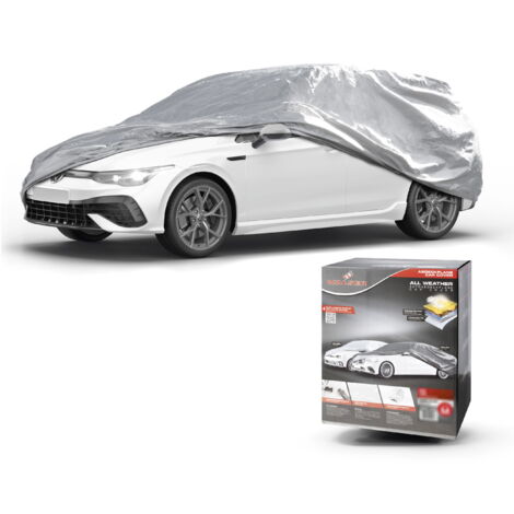 Abdeckplane Auto All Weather Basic, Autoplane Vollgarage Kombi Größe M, Autoabdeckung silber