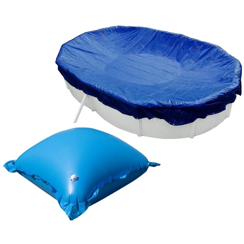 Evolution - Bâche de couverture avec 24 coussins d'air Ovale 800x400cm Bleu Piscine Hivernage