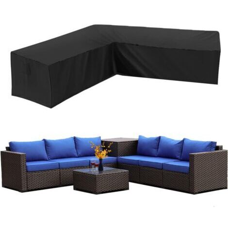 Abdeckung Ecksofa Garten Wasserdicht 210D Oxford Staubdicht Schutzhülle für Gartenmöbel L-Form Ecksofa Abdeckung (300×300×98cm)
