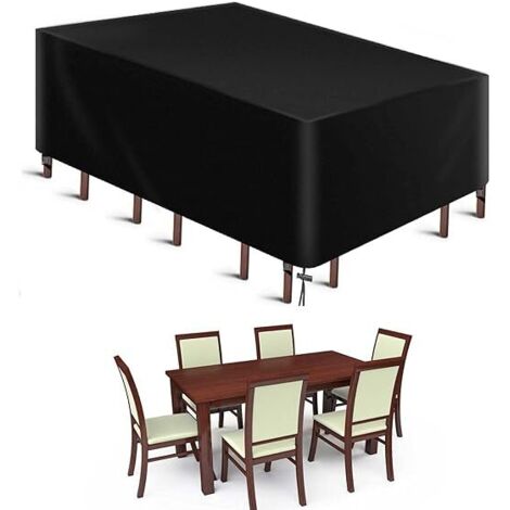 Abdeckung für Gartenmöbel, 420D Oxford-Gewebe, Gartentischabdeckung, Allwetterschutz für Tisch- und Sofa-Sets mit Seil und Schnallenverschluss (242 x 162 x 100 cm)
