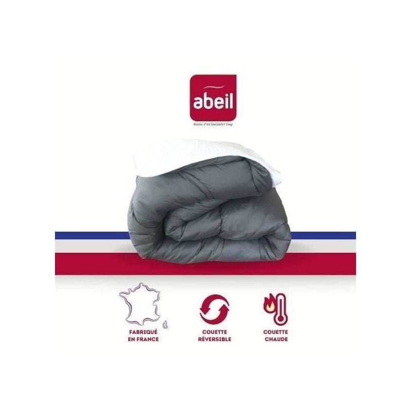 Les Tendances - abeil Couette chaude Bicolore - 200 x 200 cm - Blanc et gris