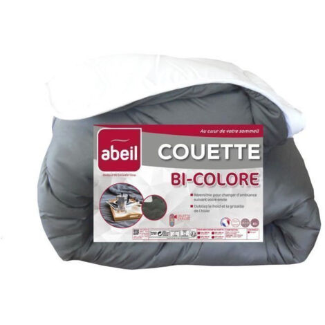 ABEIL Couette Bicolore - 200 x 200 cm - Blanc et gris