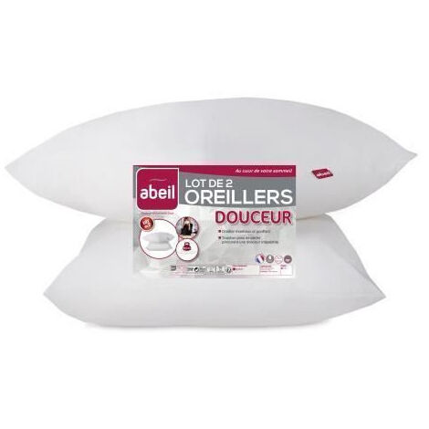 ABEIL Lot de 2 Oreillers Douceur - 60 x 60 cm - Blanc