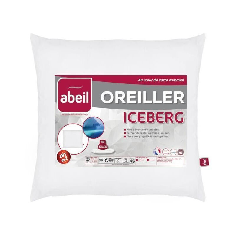 Les Tendances - abeil Lot de 2 Oreillers moelleux iceberg 60x60cm Les Tendances - abeil Lot de 2 Oreillers moelleux iceberg 60x60cm
