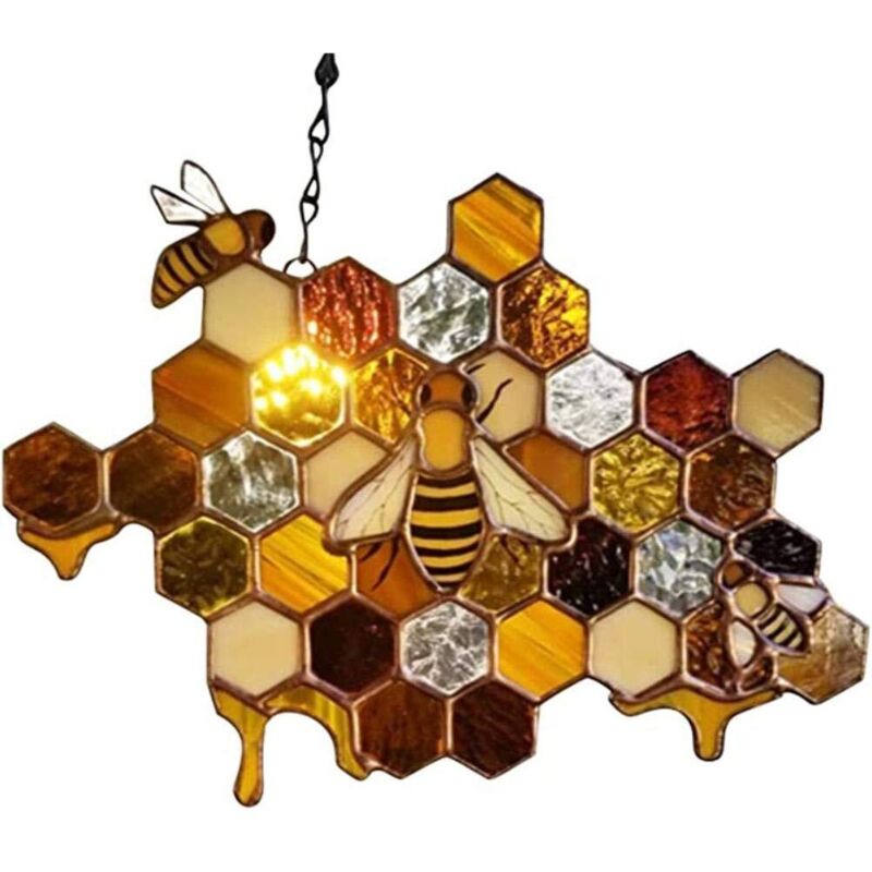 Abeille Nid d'abeilles Suspension de fenêtre Attrape-soleil Ornement Bourdon Art Décoration pour la maison et le jardin