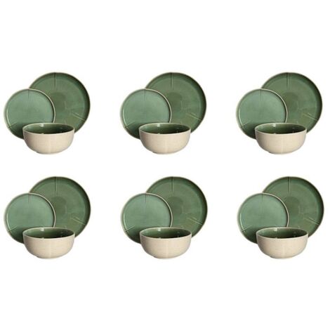 Abend- und Frühstücksset, 18-teilig, Tellerset für 6 Personen, ZEN MINT