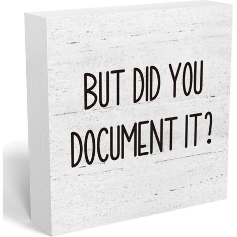 Aber haben Sie es schon registriert Bürodekoration: Humorvolles quadratisches Holzschild fürs Büro, rustikaler oder ländlicher Stil, zum Aufstellen auf einem Regal oder Schreibtisch (12,7 x 12,7 cm).