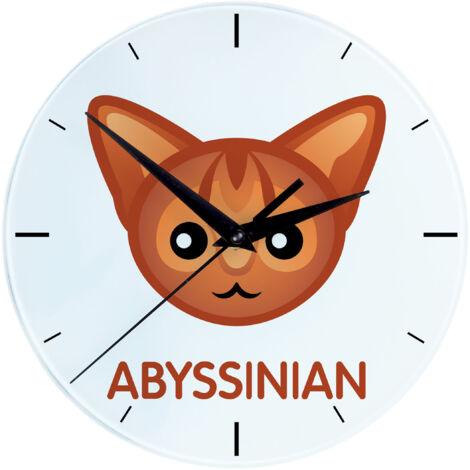 Abessinier - MDF-Uhr mit Grafik und Aufschrift der Marke Art-Dog