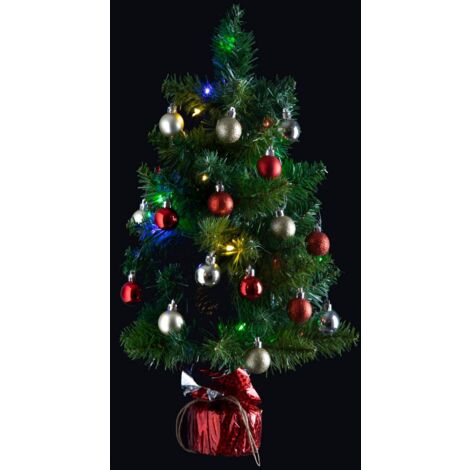 Abete h.50cm con decorazioni e ghirlanda luminosa a 20 led in rame, in confezione pallet coordinata - Atmosphera créateur d'intérieur