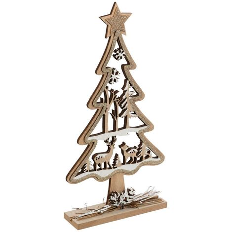 Abeto calado con reno 29cm madera - Feeric lights & christmas