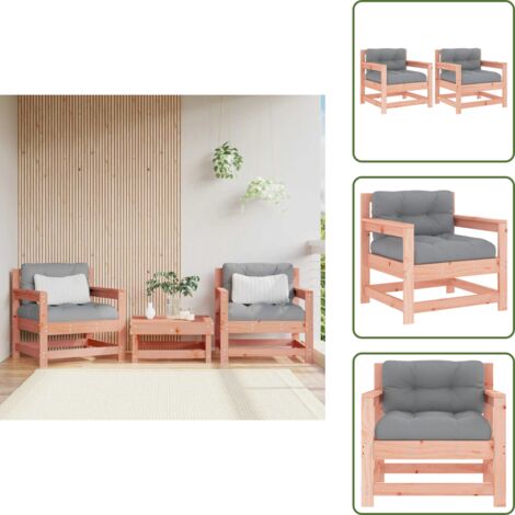 Abeto douglas - vidaXL Sillones de jardín y cojines 2 uds madera maciza abeto Douglas - Muebles de jardín
