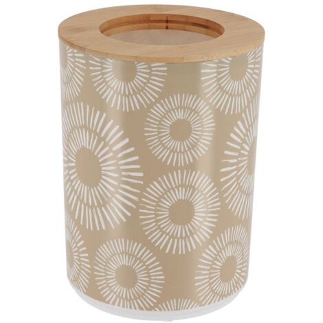 Abfallbehälter pp bedruckt mit deckel bambus 5l - ethnic spirals - Tendance