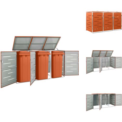 Abfallbehälter-Verkleidungen - Living Mülltonnenbox für 3 Tonnen 207x77,5x112,5 cm Edelstahl