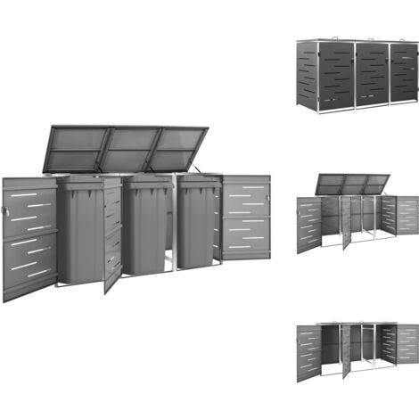 Abfallbehälter-Verkleidungen - Living Mülltonnenbox für 3 Tonnen 207x77,5x115 cm Edelstahl