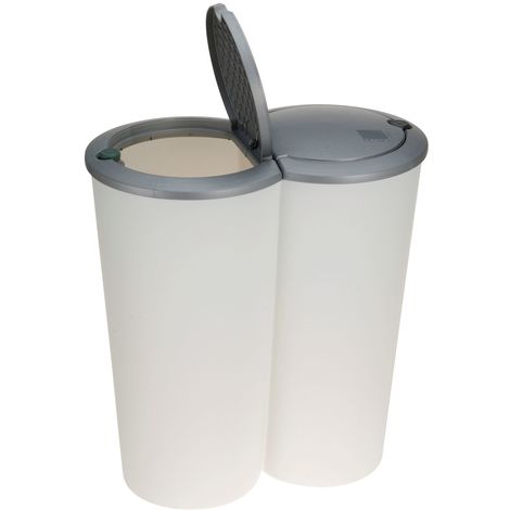 Abfalleimer 2x25 Liter Duo Bin - Farbe: grau oder weiß - Müllsammler Mülleimer