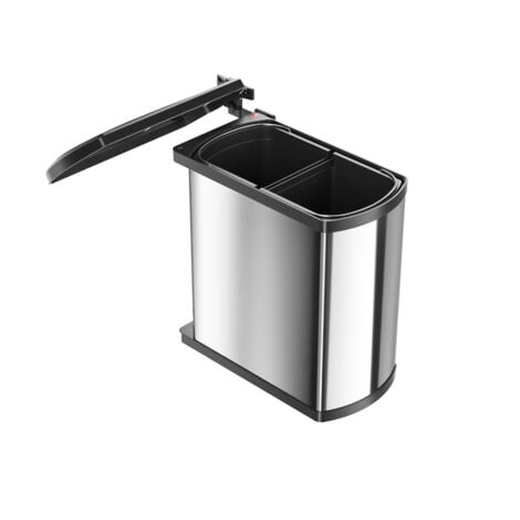 Abfallsammler Duo 8 L/8 L Edelstahl / schwarz Hailo 3416101