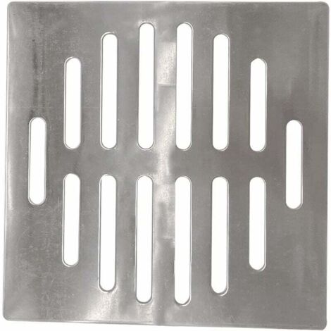Abflussabdeckung aus Edelstahl, quadratisch, 15 cm, 14 Löcher, silberfarben