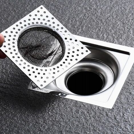 Abflussabdeckung für Badezimmer, Haarstopper für Duschsieb, Haarfänger (4 quadratische Teile)