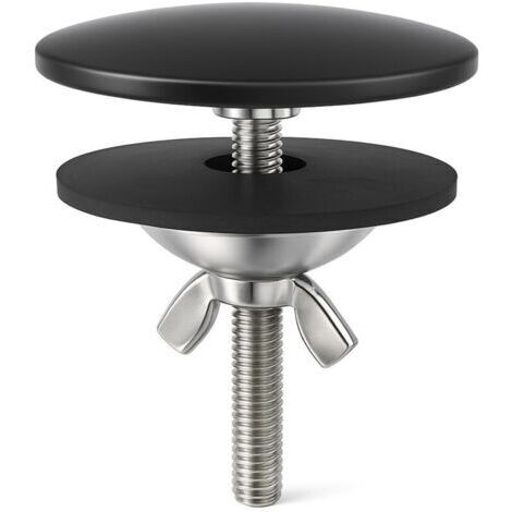 Abflussdeckel, 5 cm Abflussstopfen aus vernickeltem Stahl, Abflussstopfen für Küchen- und Badezimmerspülen für den Hausgebrauch (schwarz)