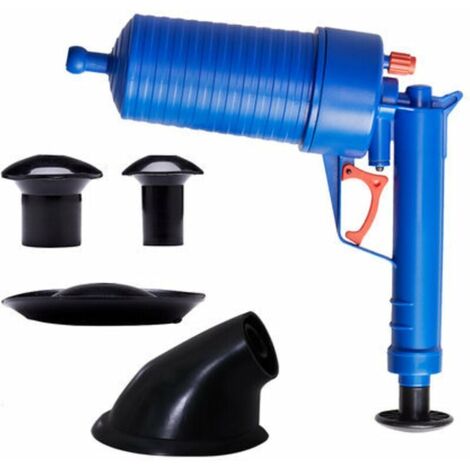 Abflussreiniger, Druckluft, Hochdruckpumpe mit 4 verschiedenen Saugnäpfen, zum Entleeren der Küchenspüle, Badewanne und Toilette