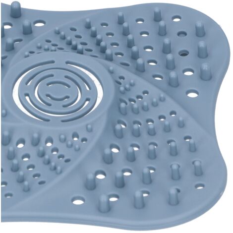 Abflusssieb mit Saugnäpfen für Badezimmerabflüsse, blauer TPR-Haarfilter, 13 cm, 1 Stück