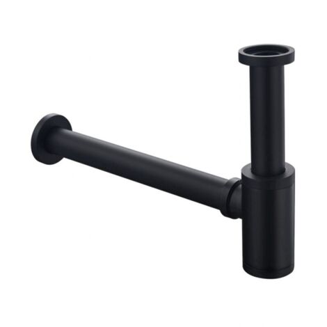 Abflussstöpsel aus Messing, Universal-Siphon, verstellbar, auslaufsicher, geruchsabweisend, mattschwarz