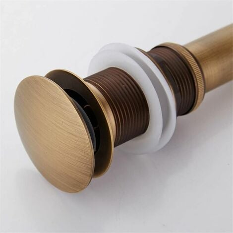 VOLAVO Abflussstopper für Waschbecken Retro Pop-Up Click Clack Ablaufgarnitur ohne Überlauf Universelles Abtropfgestell aus bronziertem Messing Siphonventil Siphon ohne Überlaufloch Poliert ohne Überlauf