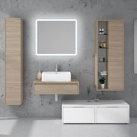 Abgehängter Badezimmerschrank Trevi02 cm 200x190x46 Ulme Rosseau