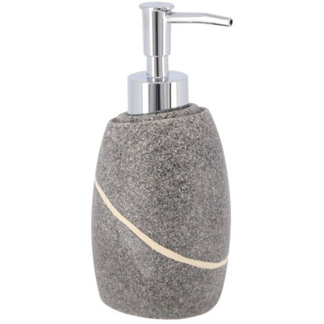 Abgerundeter seifenspender aus polyresin mit steineffekt 240 ml - grau - Tendance