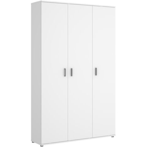 Abitare – Armoire 116x190cm blanc mat – 3 portes – Panneaux de particules laminés – Pour rangement vêtements et accessoires - 116x190h