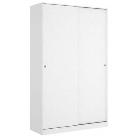 Abitare – Armoire 120x204h blanc brillant avec 2 portes coulissantes – Panneaux stratifiés mélamine – Étagères repositionnables – Pour rangement optimisé