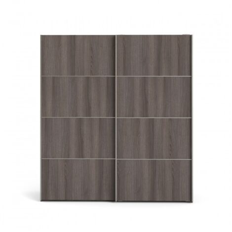 Abitare – Armoire 182x201.5 cm chêne foncé – 2 portes coulissantes – Panneaux en bois composite – Élégance et caractère - 182x200h