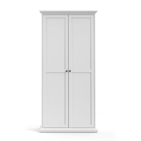 Abitare – Armoire 96x200 cm blanc mat avec 2 portes – Panneaux en bois composite – 5 étagères internes et barre de suspension - 96x200h